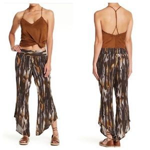 NWT SAMPLE Free People Dancing Days Printed Uneven Hem Pull On Pants